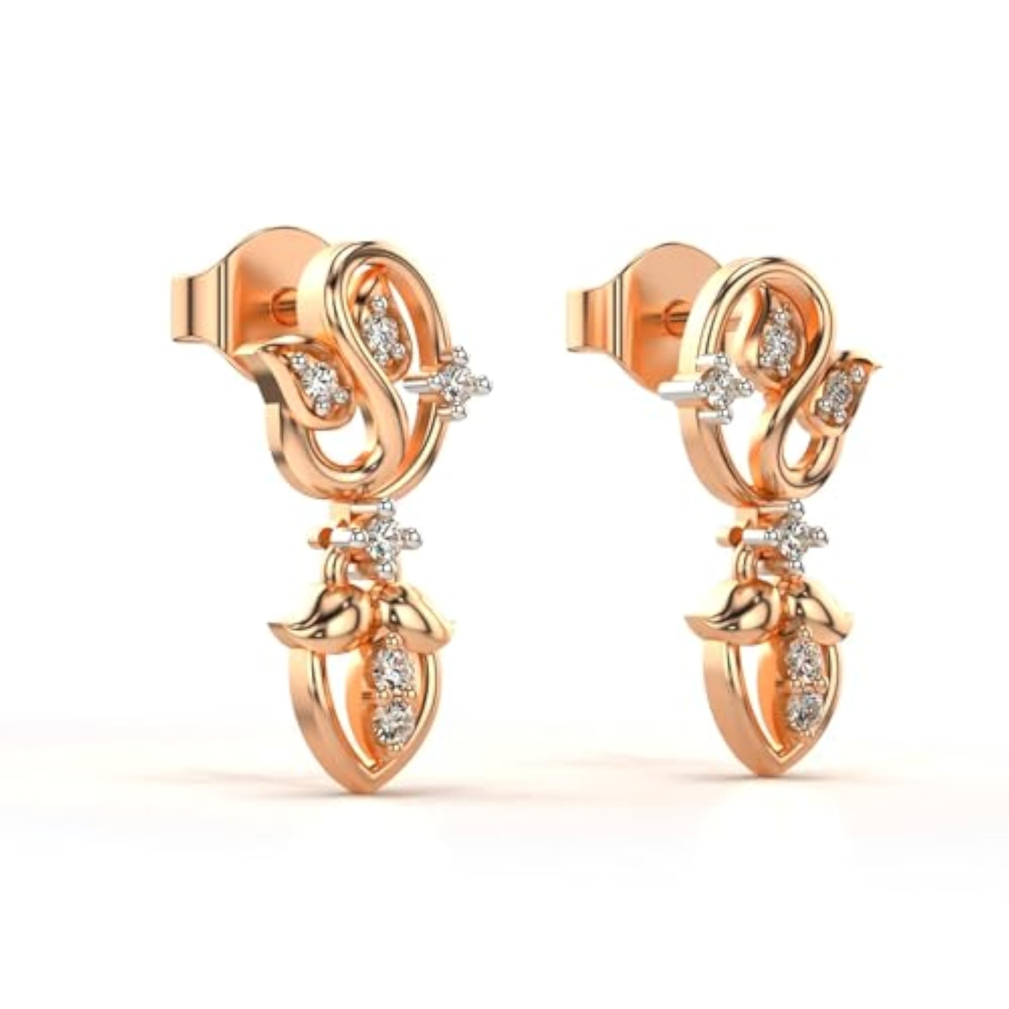 Women's Stylish Sterling Silver & Lab Grown Diamond Earrings, 0.11cts